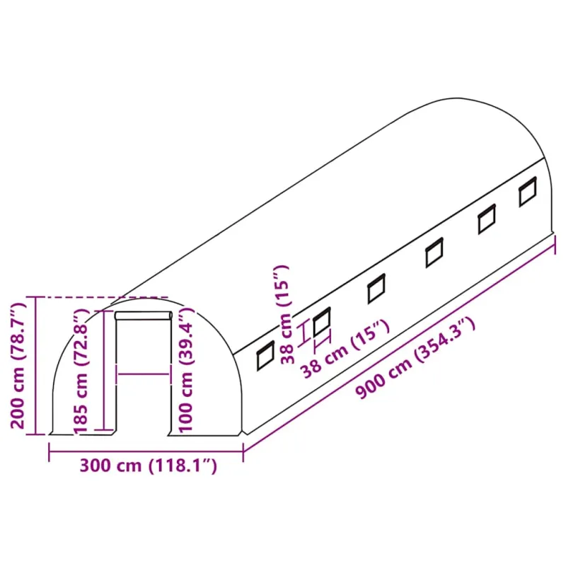 Pakaitinis šiltnamio apdangalas (27m²), skaidrus, 3x9x2m