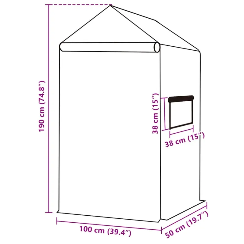 Pakaitinis šiltnamio apdangalas (0,5m²), žalias, 50x100x190cm