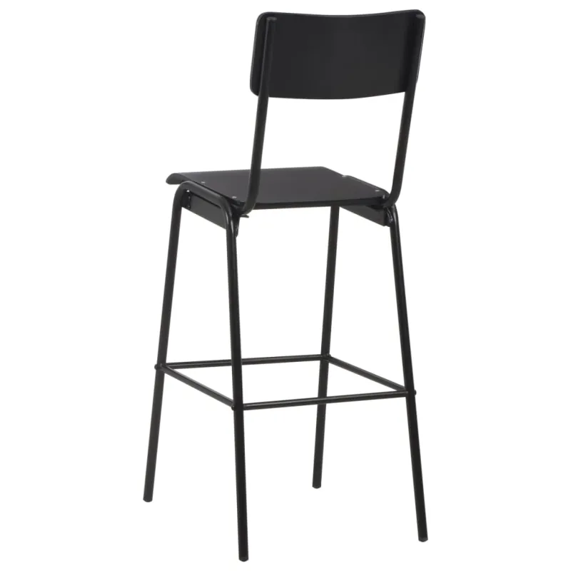 Baro taburetės, 4vnt., juodos, fanera ir plienas (2x280081)