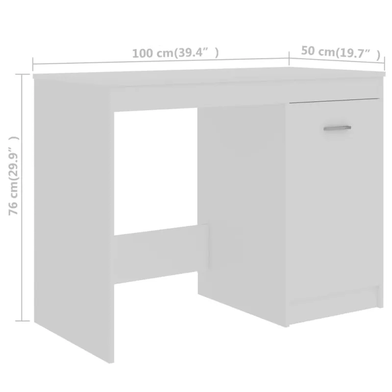 Rašomasis stalas, baltos spalvos, 140x50x76cm, apdirbta mediena