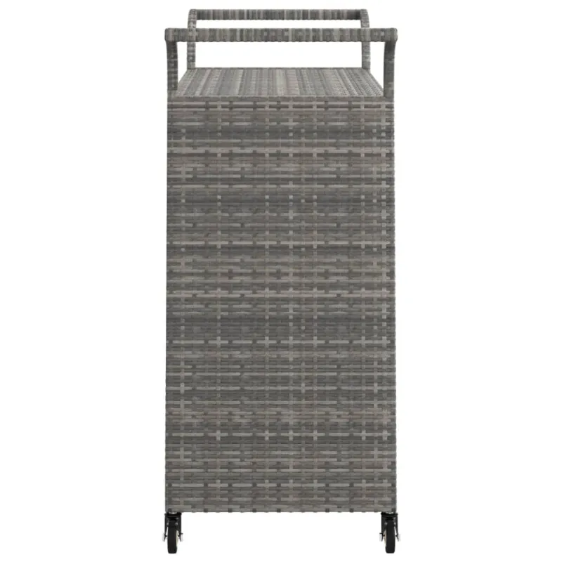 Baro vežimėlis su stalčiumi, pilkas, 100x45x97cm, poliratanas