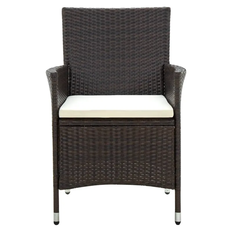 Sodo kėdės su pagalvėlėmis, 4vnt., rudos spalvos, poliratanas