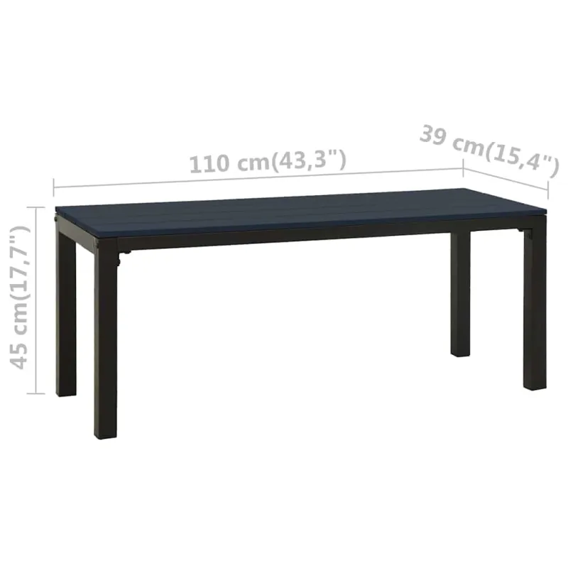 Sodo suoliukas, juodos spalvos, 110cm, plienas ir WPC