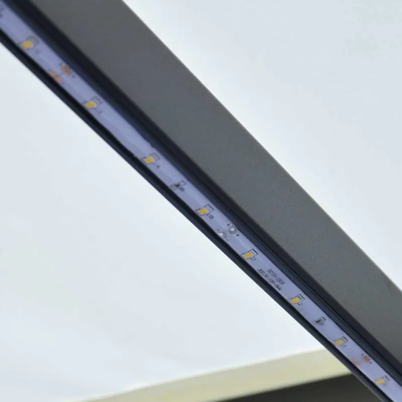 Rankiniu būdu ištraukiama markizė su LED, kreminė, 300x250cm