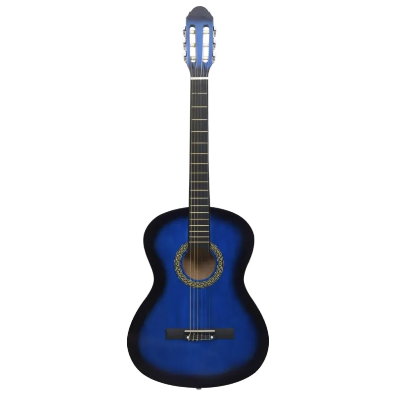 Klasikinė gitara su dėklu pradedantiesiems, mėlyna, 4/4 39"