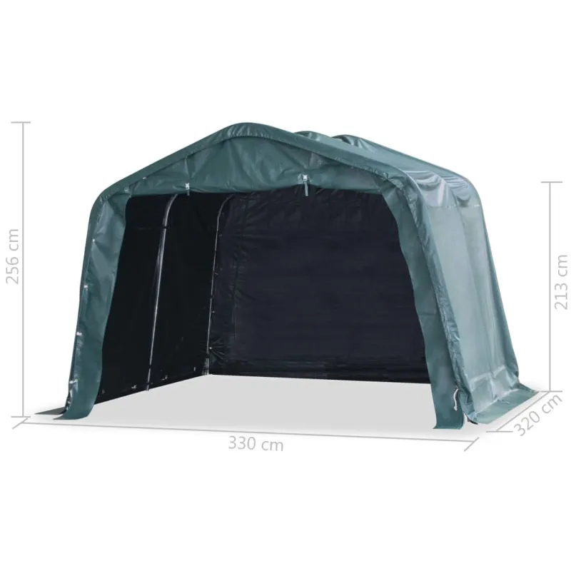 Nuimama palapinė gyvuliams, žalia, 3,3x3,2m, PVC, 550g/m²