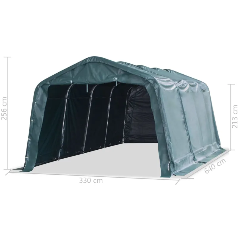 Nuimama palapinė gyvuliams, žalia, 3,3x6,4m, PVC, 550g/m²