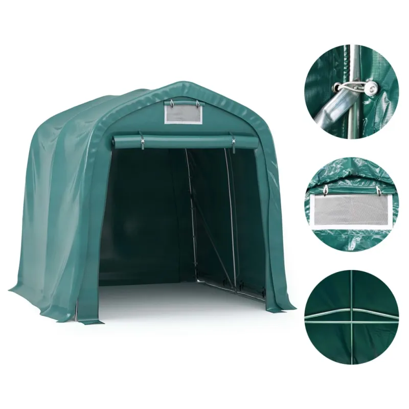 Garažas-palapinė, žalios spalvos, 2,4x2,4m, PVC (310024+310025)