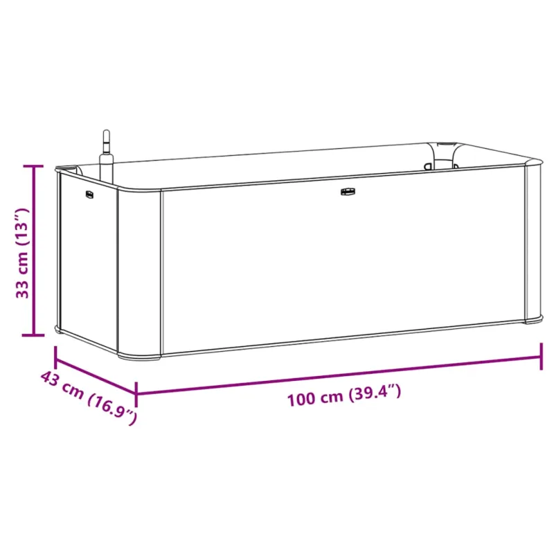 Lovelis su savaiminio laistymo sistema, pilkas, 100x43x33cm