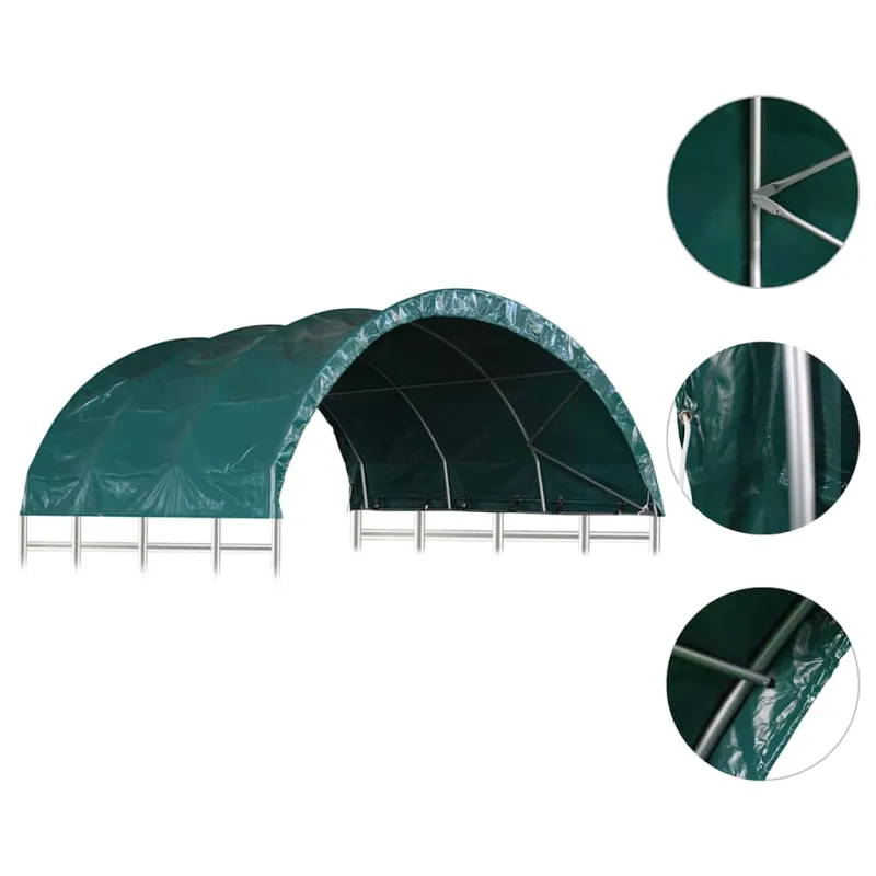 Palapinė gyvuliams, žalia, 3,7x3,7m, PVC (310028+310029)