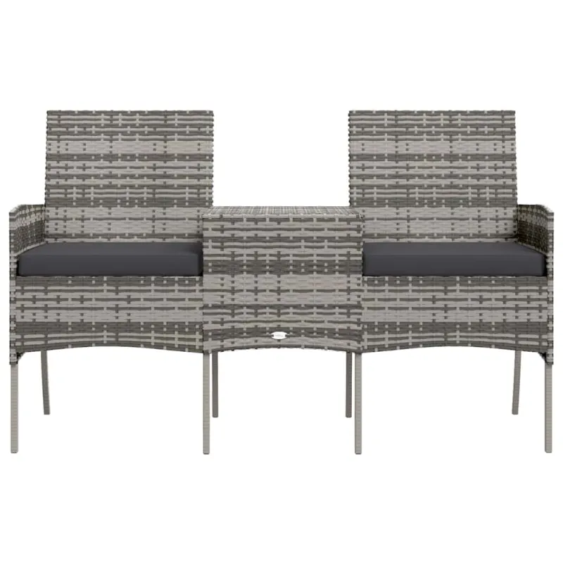 Dvivietė sodo sofa su arbatos staliuku, antracito, poliratanas