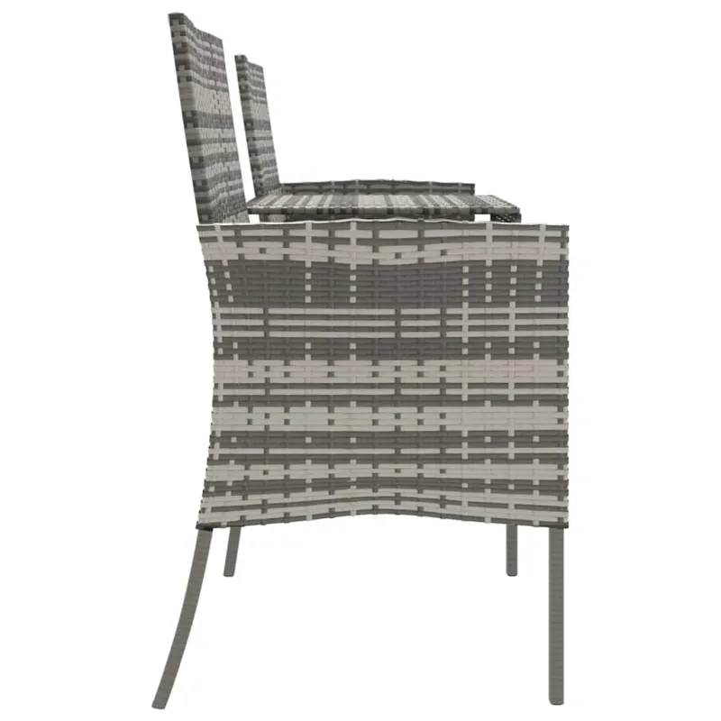 Dvivietė sodo sofa su arbatos staliuku, antracito, poliratanas