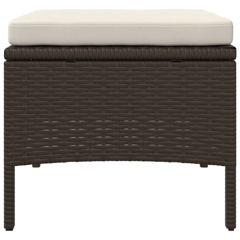 Dvivietė sodo sofa su staliuku/taburetėmis, ruda, poliratanas