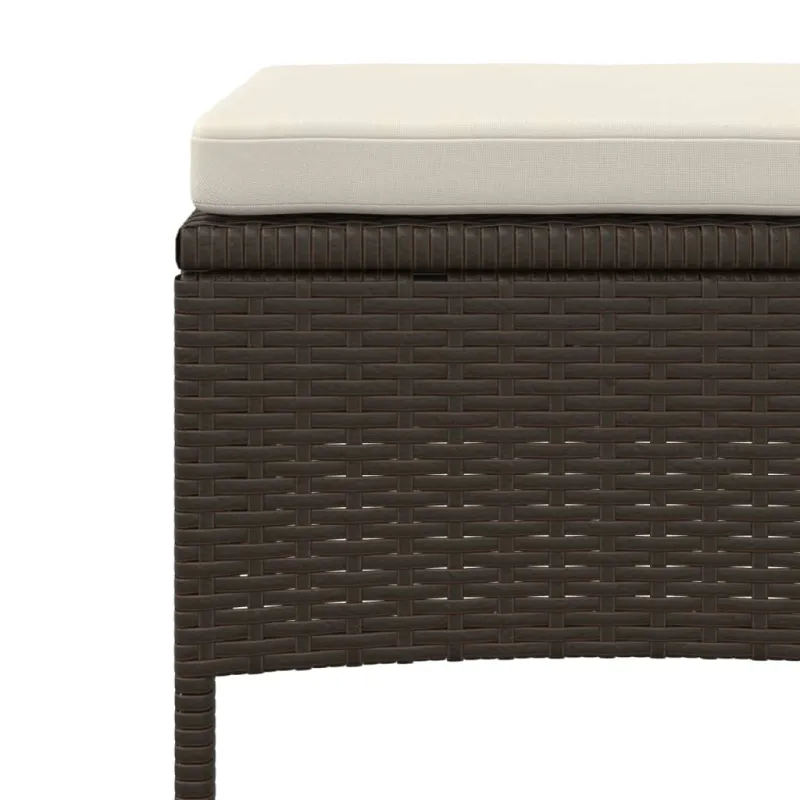 Dvivietė sodo sofa su staliuku/taburetėmis, ruda, poliratanas