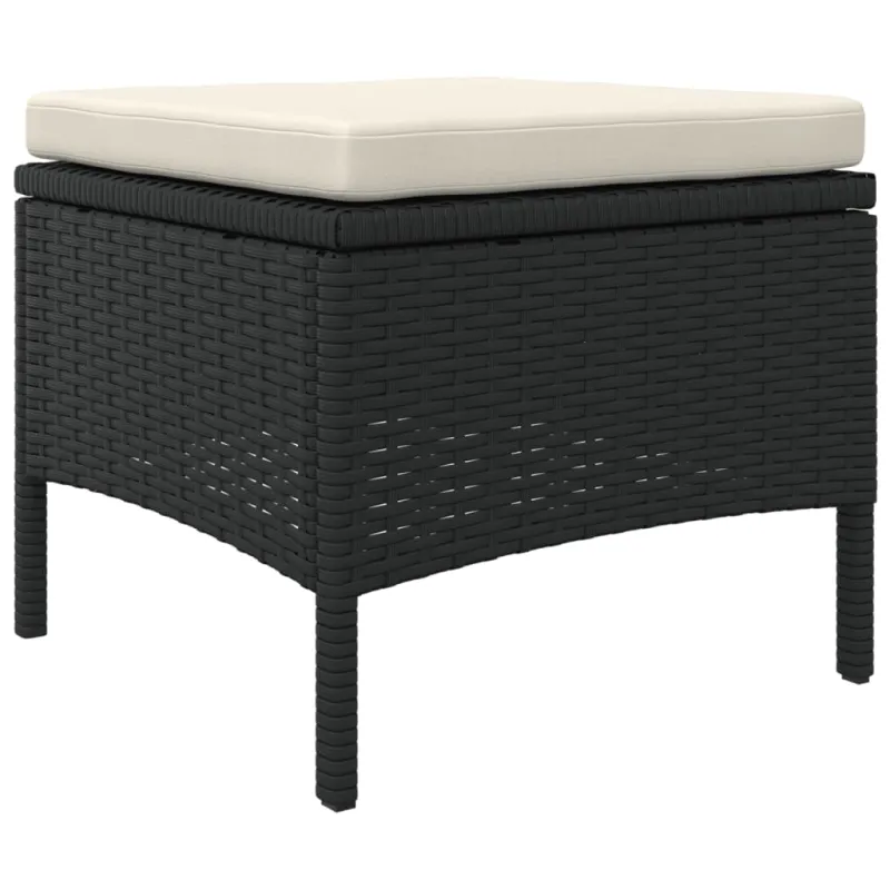Dvivietė sodo sofa su staliuku/taburetėmis, juoda, poliratanas