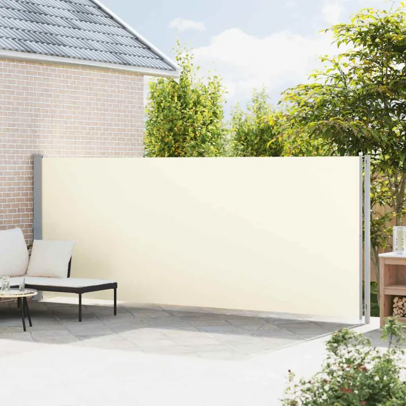 Ištraukiama šoninė kiemo pertvara, kreminės spalvos, 180x600cm