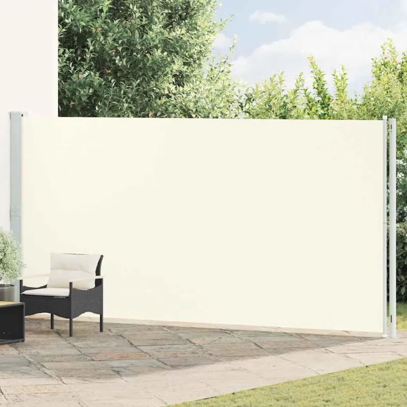 Ištraukiama šoninė kiemo pertvara, kreminės spalvos, 200x600cm