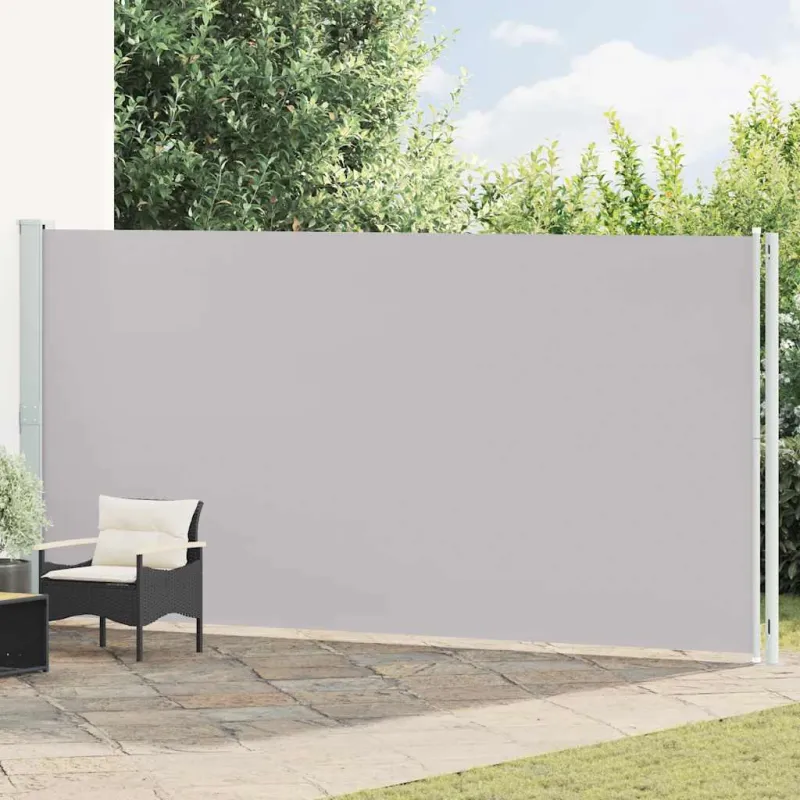 Ištraukiama šoninė kiemo pertvara, pilkos spalvos, 200x600cm