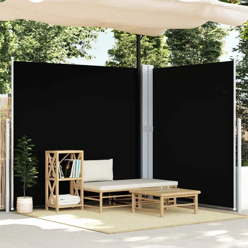 Ištraukiama šoninė pertvara, juodos spalvos, 200x600cm