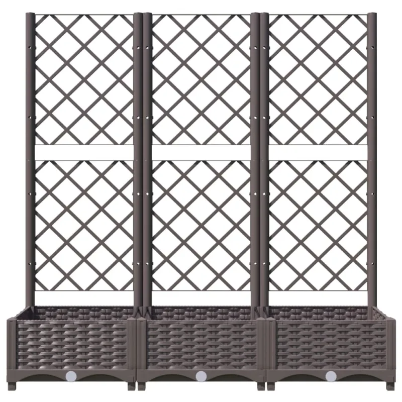 Sodo vazonas su grotelėmis, rudas, 120x40x121,5 cm, PP