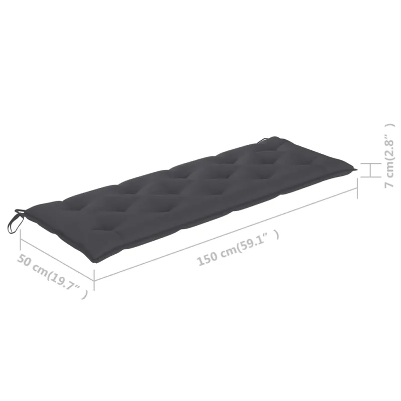 Trivietis sodo suoliukas su pagalvėle, 150cm, eukalipto masyvas