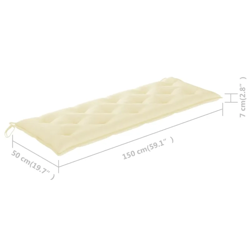 Trivietis sodo suoliukas su pagalvėle, 150cm, eukalipto masyvas