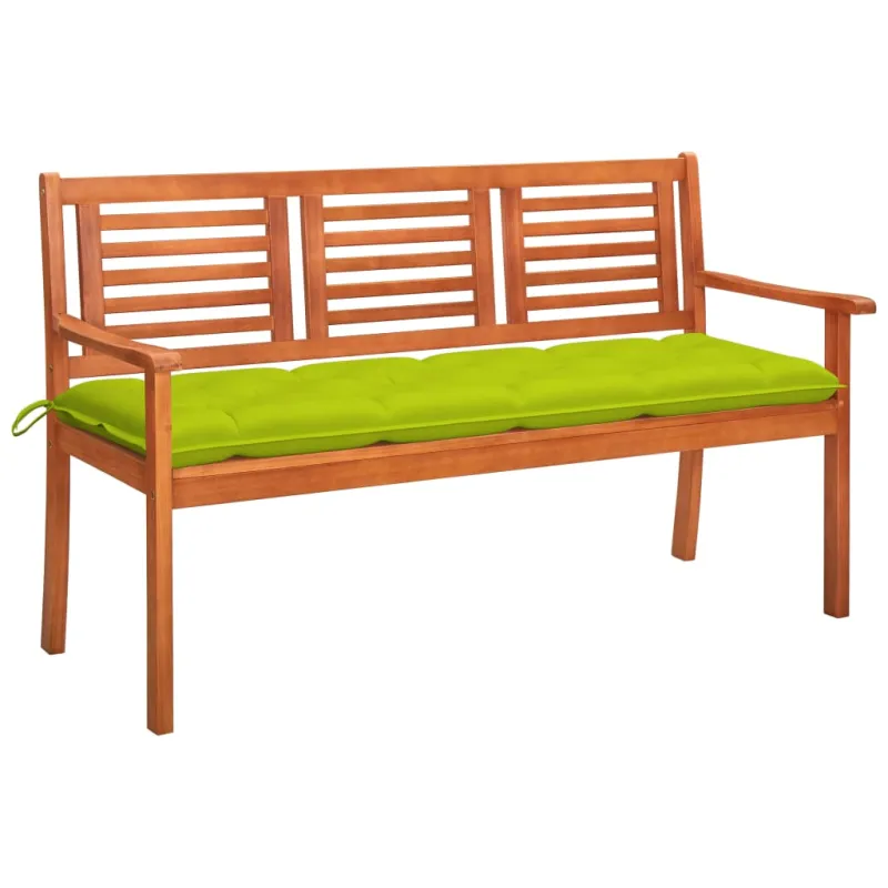 Trivietis sodo suoliukas su pagalvėle, 150cm, eukalipto masyvas