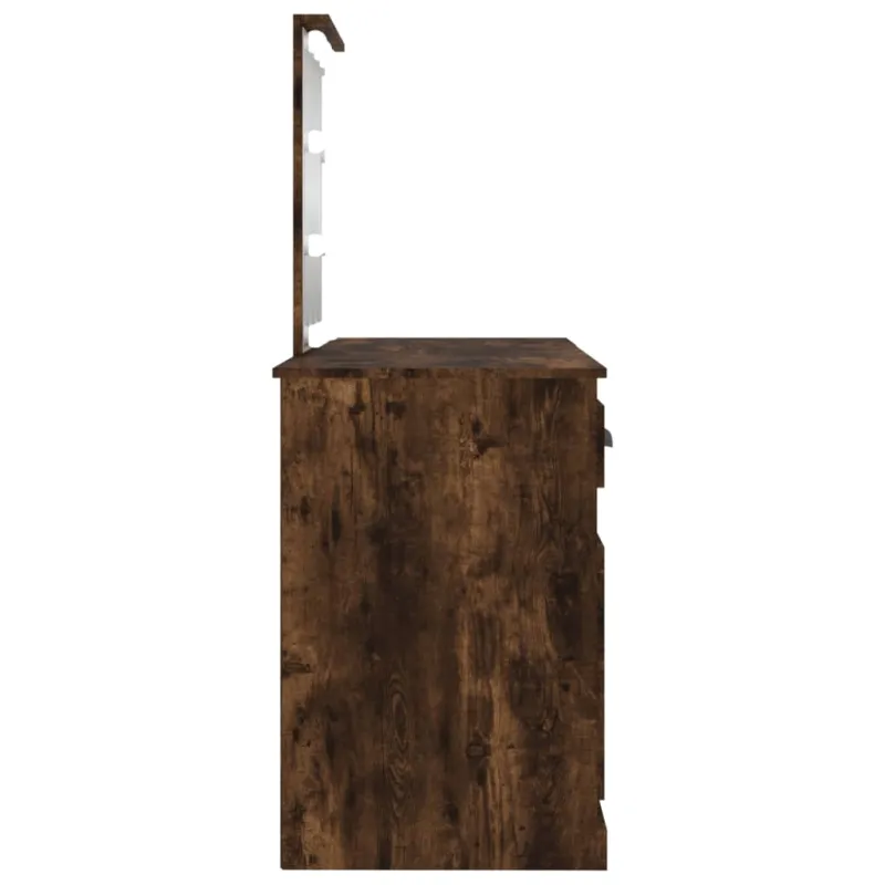 Kosmetinis staliukas su LED, dūminio ąžuolo, 130x50x132,5cm