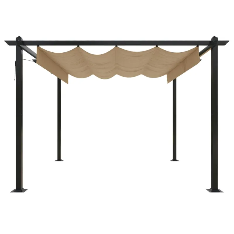 Sodo pavėsinė su įtraukiamu stogu, taupe spalvos, 3x3m