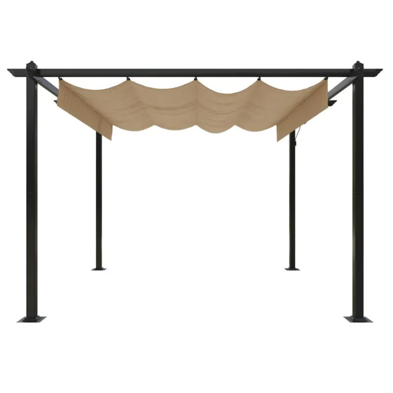 Sodo pavėsinė su įtraukiamu stogu, taupe spalvos, 3x3m