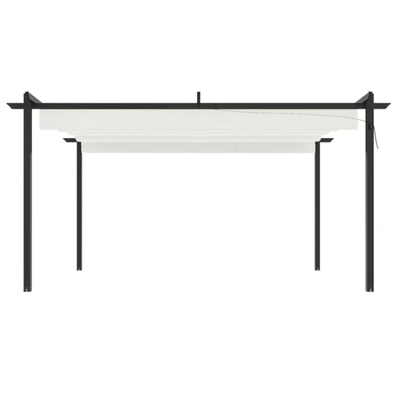Sodo pavėsinė su įtraukiamu stogu, kreminės spalvos, 4x3m