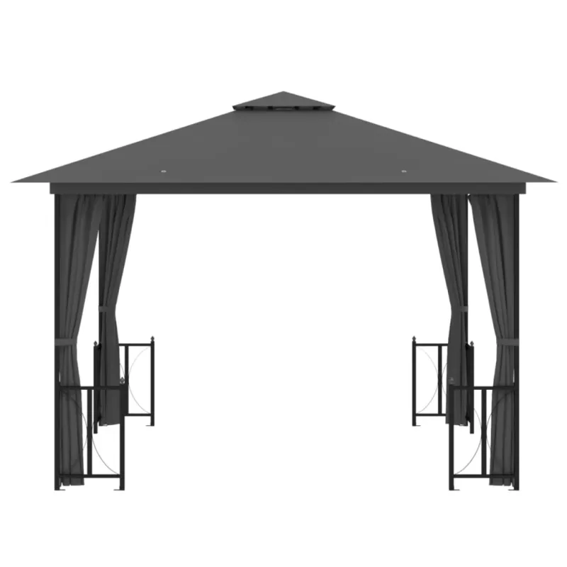 Pavėsinė su šoninėmis sienomis ir stogu, antracito, 3x3m