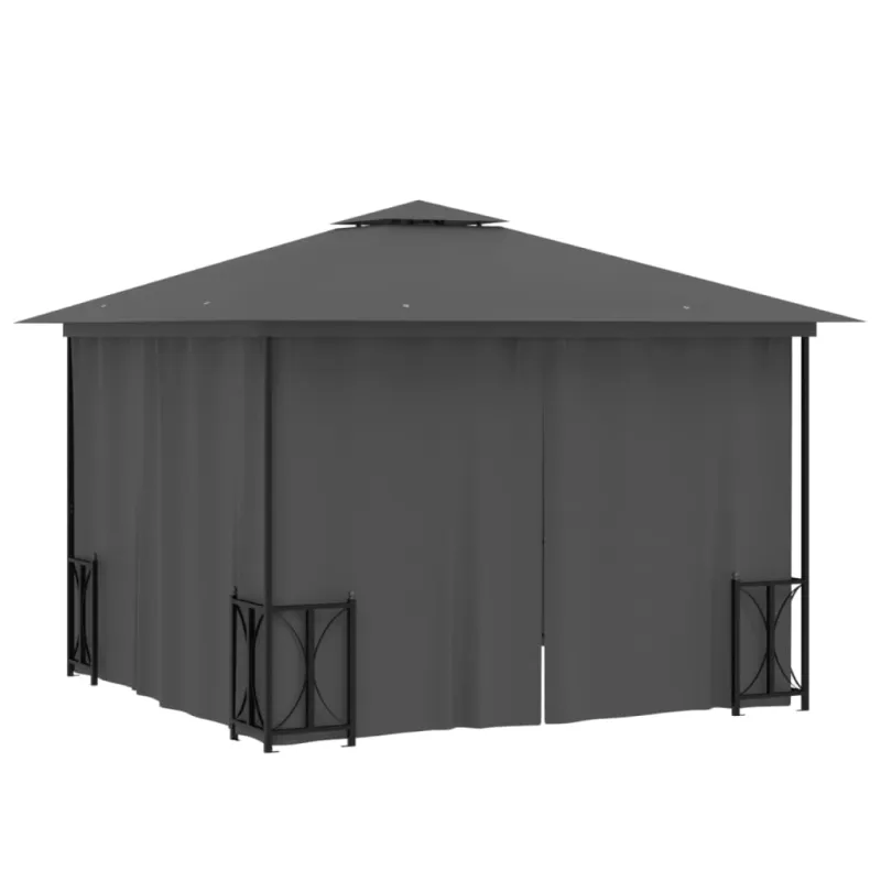 Pavėsinė su šoninėmis sienomis ir stogu, antracito, 3x3m
