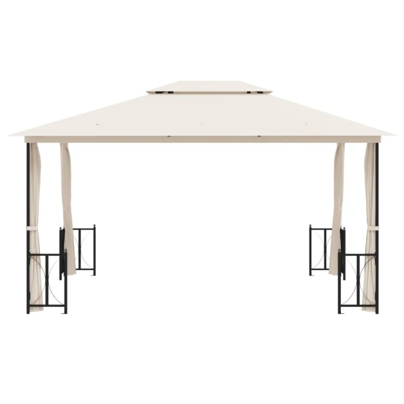 Pavėsinė su šoninėmis sienomis ir stogu, kreminė, 3x4m