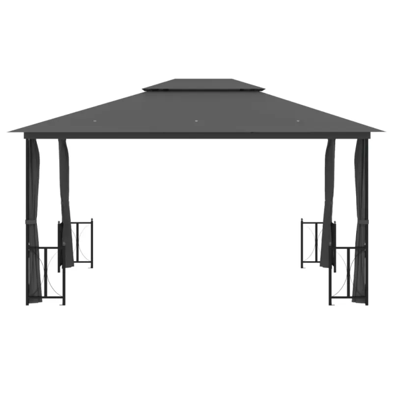 Pavėsinė su šoninėmis sienomis ir stogu, antracito, 3x4m