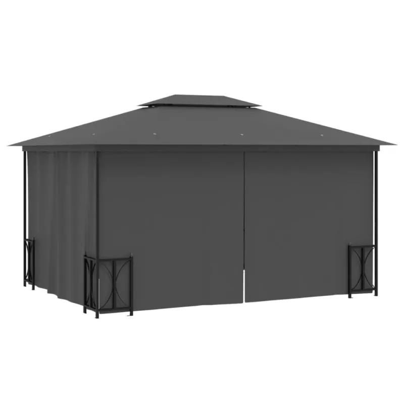 Pavėsinė su šoninėmis sienomis ir stogu, antracito, 3x4m