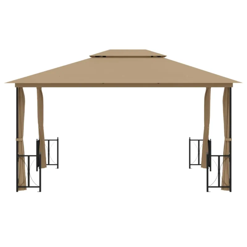 Pavėsinė su šoninėmis sienomis ir stogu, taupe spalvos, 3x4m
