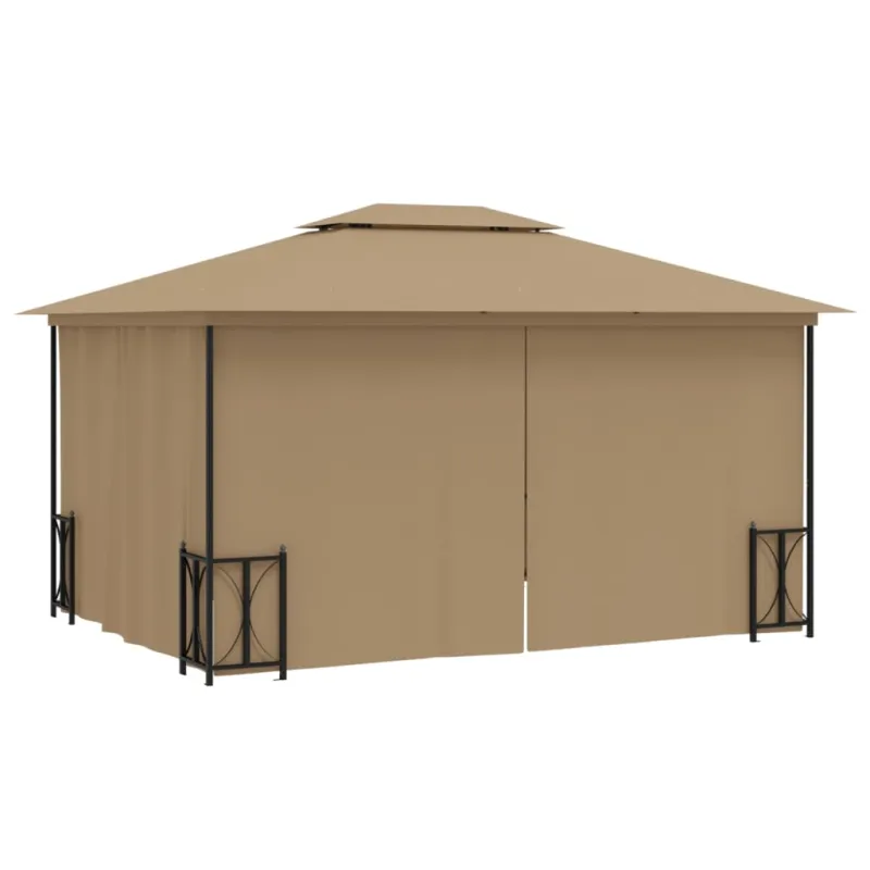 Pavėsinė su šoninėmis sienomis ir stogu, taupe spalvos, 3x4m