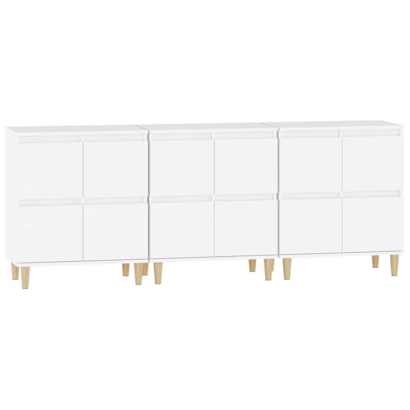 Šoninės spintelės, 3vnt., baltos, 60x35x70cm, apdirbta mediena