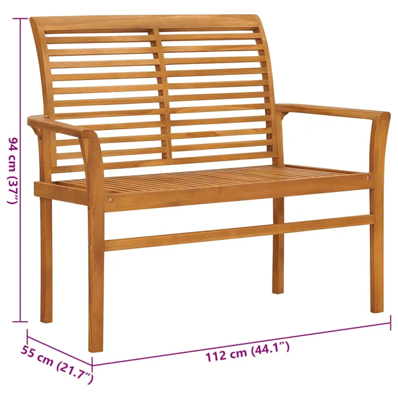 Sodo suoliukas su smėlio spalvos pagalvėle, 112cm, tikmedis
