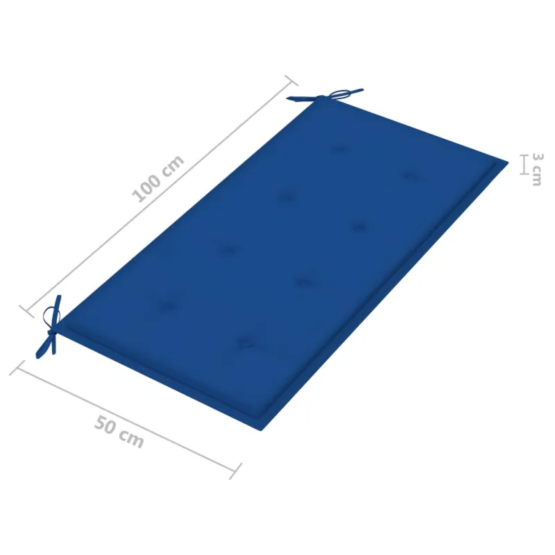Sodo suoliukas su karališka mėlyna pagalvėle, 112cm, tikmedis