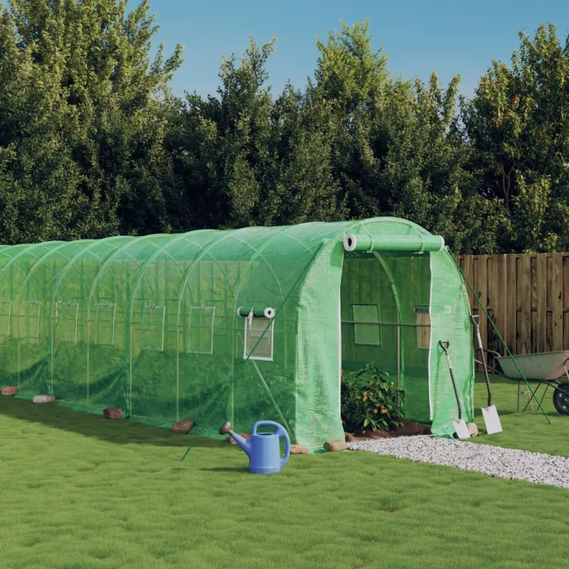 Šiltnamis su plieno rėmu, žalios spalvos, 10x2x2m, 20m²