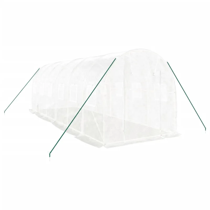Šiltnamis su plieno rėmu, baltos spalvos, 6x2x2m, 12m²