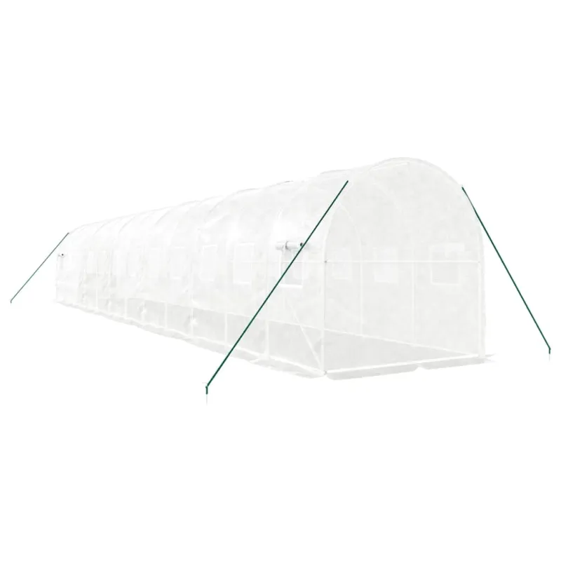 Šiltnamis su plieno rėmu, baltos spalvos, 12x2x2m, 24m²
