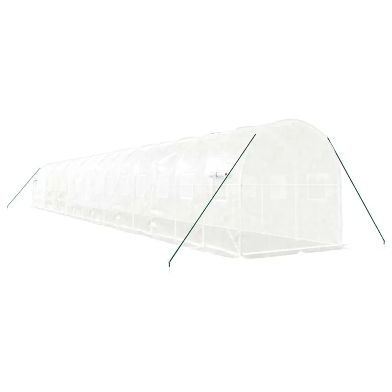 Šiltnamis su plieno rėmu, baltos spalvos, 16x2x2m, 32m²