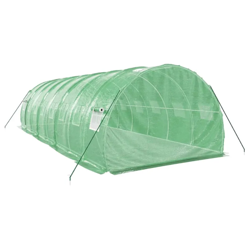 Šiltnamis su plieno rėmu, žalios spalvos, 8x3x2m, 24m²
