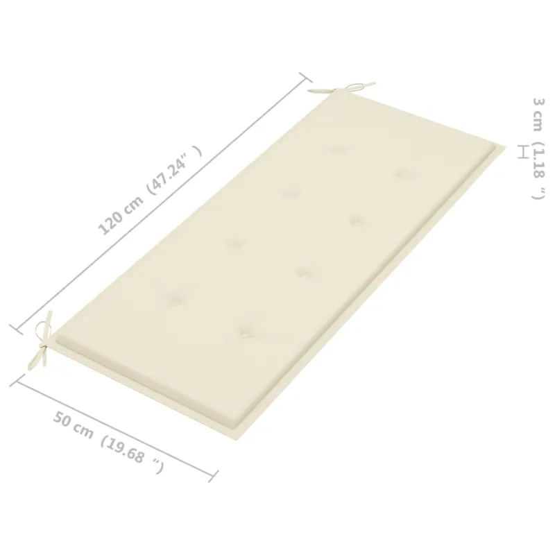 Sudedamas sodo suoliukas su pagalvėle, 128,5cm, tikmedis
