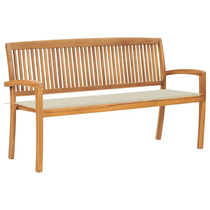 Sudedamas sodo suoliukas su pagalvėle, 159 cm, tikmedis