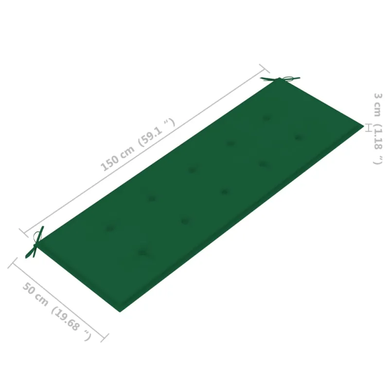 Sudedamas sodo suoliukas su pagalvėle, 159 cm, tikmedis