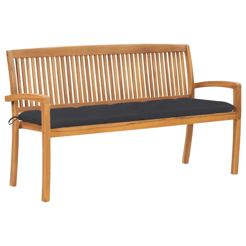 Sudedamas sodo suoliukas su pagalvėle, 159 cm, tikmedis